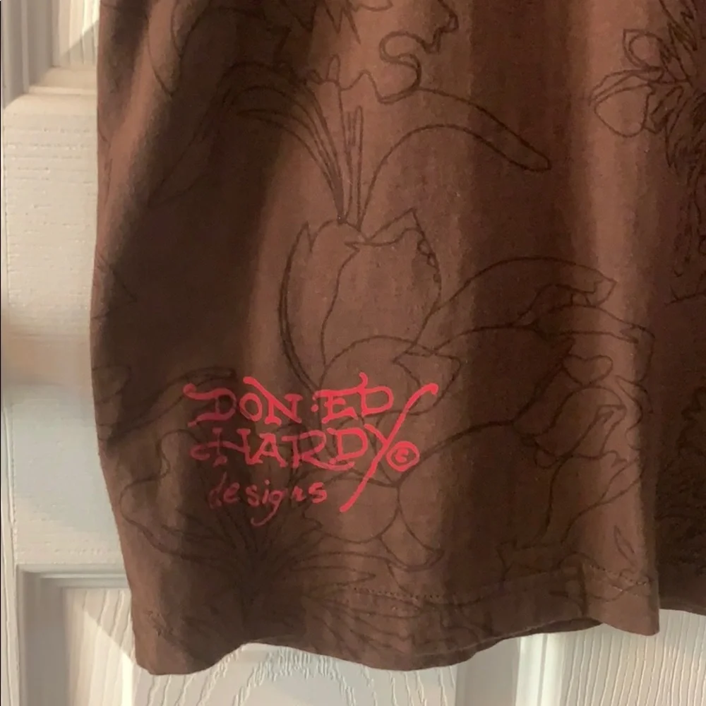 Vintage Ed Hardy Y2K Panther & Rose  sequined T-Shirt - Picture 8 of 9
